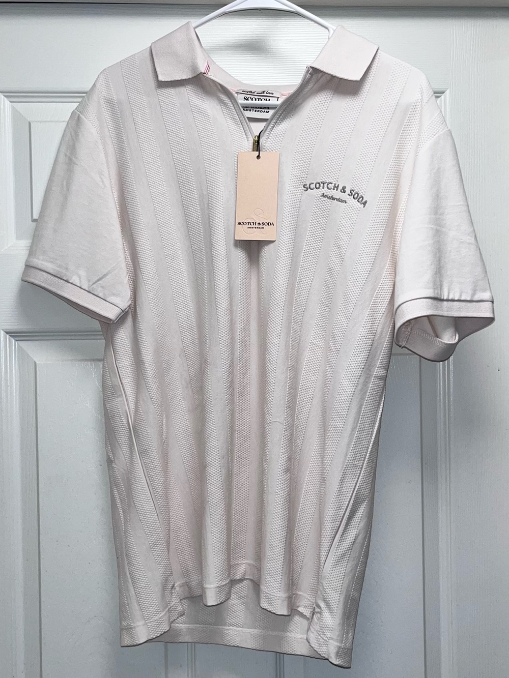 Scotch & Soda Men's Light Pink / cream Polo Shirt nwt medium men’s new !!!